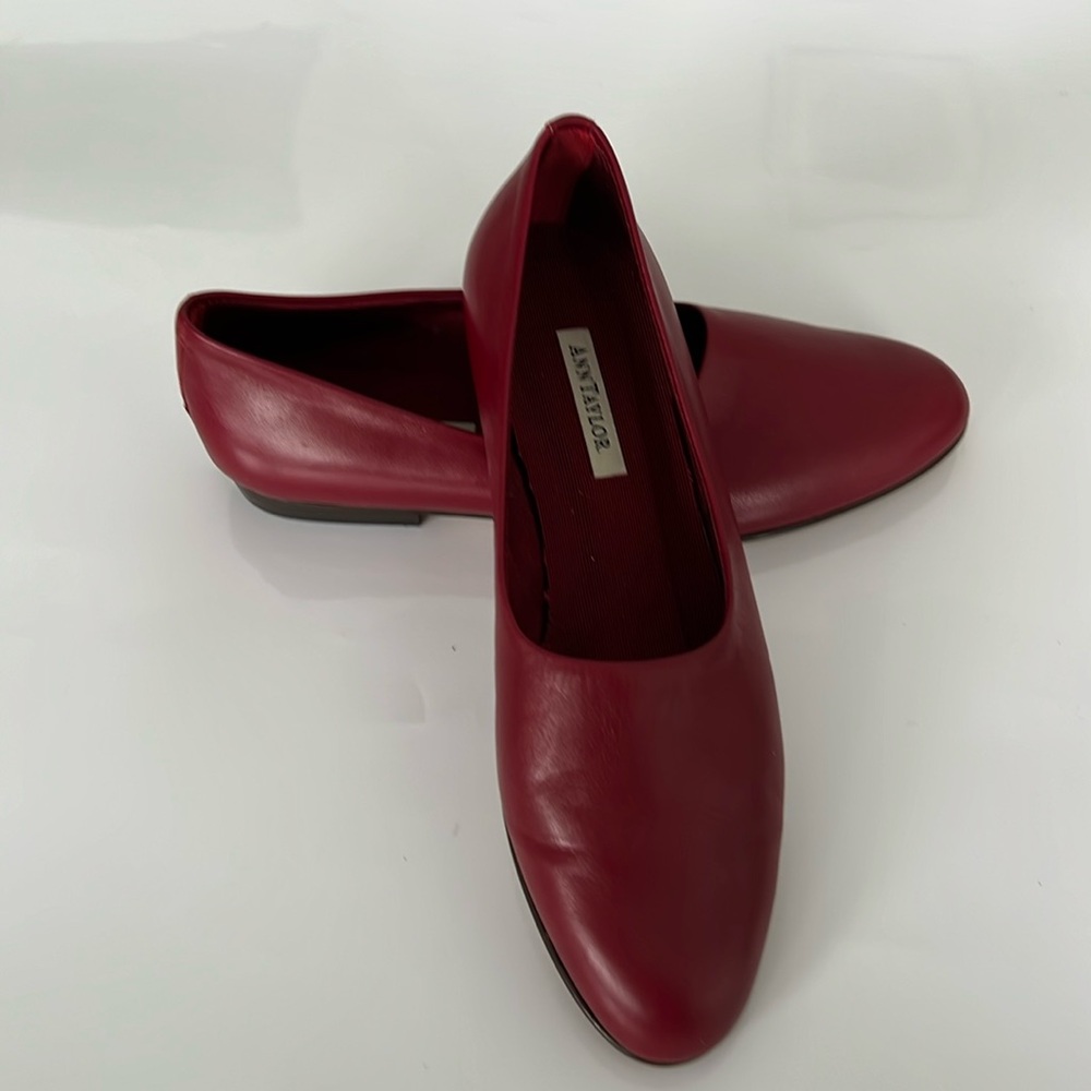 Ann Taylor Red Ballet Flats Italian Leather Women 7.5